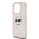 Husa pentru iPhone 14 Pro - Karl Lagerfeld IML Luxury (KLHCP14LHKLPCHP) - Pink Choupette Head&Monogram