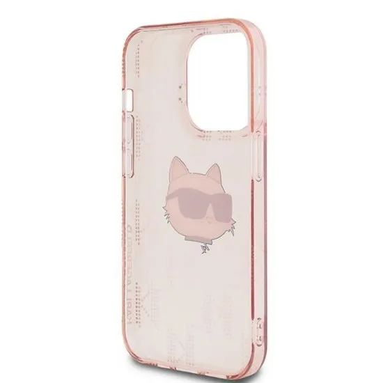 Husa pentru iPhone 14 Pro - Karl Lagerfeld IML Luxury (KLHCP14LHKLPCHP) - Pink Choupette Head&Monogram Husa pentru iPhone 14 Pro - Karl Lagerfeld IML Luxury (KLHCP14LHKLPCHP) - Pink Choupette Head&Monogram