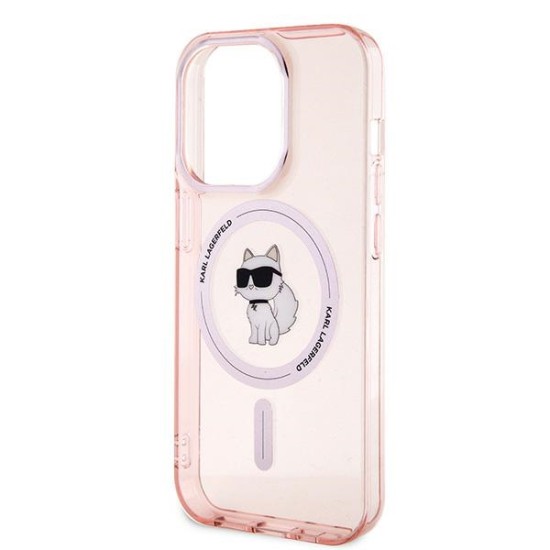 Husa pentru iPhone 14 Pro - Karl Lagerfeld IML MagSafe (KLHMP14LHFCCNOP) - Pink Choupette