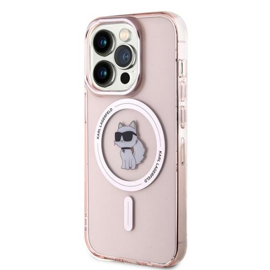 Husa pentru iPhone 14 Pro - Karl Lagerfeld IML MagSafe (KLHMP14LHFCCNOP) - Pink Choupette