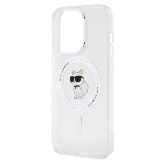 Husa pentru iPhone 14 Pro - Karl Lagerfeld IML MagSafe (KLHMP14LHFCCNOT) - Transparent Choupette