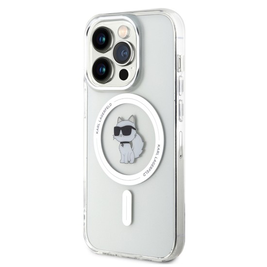 Husa pentru iPhone 14 Pro - Karl Lagerfeld IML MagSafe (KLHMP14LHFCCNOT) - Transparent Choupette