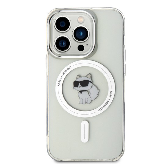 Husa pentru iPhone 14 Pro - Karl Lagerfeld IML MagSafe (KLHMP14LHFCCNOT) - Transparent Choupette