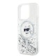 Husa pentru iPhone 14 Pro - Karl Lagerfeld Liquid Glitter MagSafe (KLHMP14LLGCHSGH) - Transparent Choupette Head