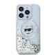 Husa pentru iPhone 14 Pro - Karl Lagerfeld Liquid Glitter MagSafe (KLHMP14LLGCHSGH) - Transparent Choupette Head