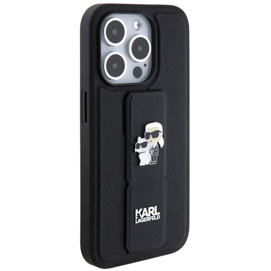 Husa pentru iPhone 14 Pro - Karl Lagerfeld Saffiano Gripstand (KLHCP14LGSAKCPK) - Karl&Choupette