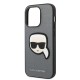 Husa pentru iPhone 14 Pro - Karl Lagerfeld Saffiano (KLHCP14LSAPKHG) - Silver Karl`s Head