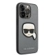 Husa pentru iPhone 14 Pro - Karl Lagerfeld Saffiano (KLHCP14LSAPKHG) - Silver Karl`s Head