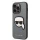 Husa pentru iPhone 14 Pro - Karl Lagerfeld Saffiano (KLHCP14LSAPKHG) - Silver Karl`s Head