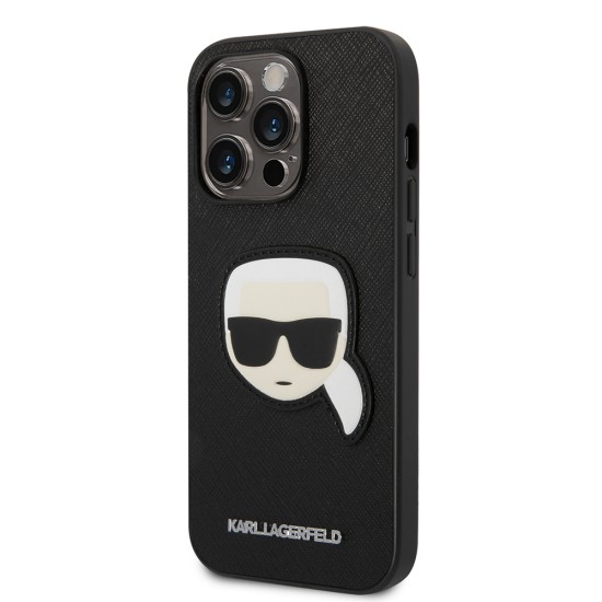 Husa pentru iPhone 14 Pro - Karl Lagerfeld Saffiano (KLHCP14LSAPKHK) - Karl`s Head