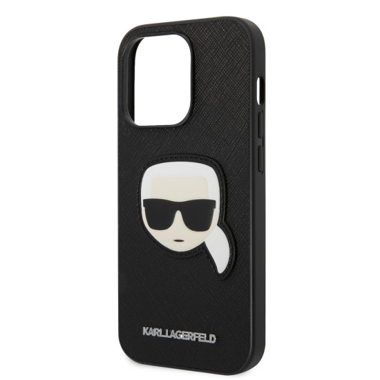 Husa pentru iPhone 14 Pro - Karl Lagerfeld Saffiano (KLHCP14LSAPKHK) - Karl`s Head