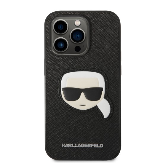 Husa pentru iPhone 14 Pro - Karl Lagerfeld Saffiano (KLHCP14LSAPKHK) - Karl`s Head