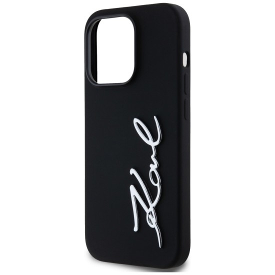 Husa pentru iPhone 14 Pro - Karl Lagerfeld Silicone (KLHCP14LSCMSMVK) - Karl Script