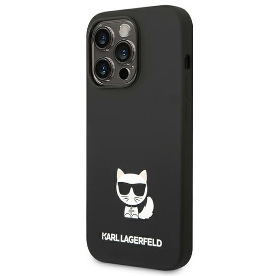 Husa pentru iPhone 14 Pro - Karl Lagerfeld Silicone (KLHCP14LSLCTBK) - Choupette Body