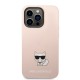 Husa pentru iPhone 14 Pro - Karl Lagerfeld Silicone (KLHCP14LSLCTPI) - Pink Choupette Body