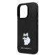 Husa pentru iPhone 14 Pro - Karl Lagerfeld Silicone (KLHCP14LSMHCNPK) - Choupette Metal Pin