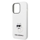 Husa pentru iPhone 14 Pro - Karl Lagerfeld Silicone (KLHCP14LSNCHBCH) - White Choupette