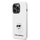 Husa pentru iPhone 14 Pro - Karl Lagerfeld Silicone (KLHCP14LSNCHBCH) - White Choupette