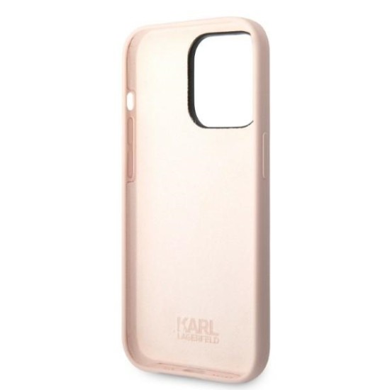 Husa pentru iPhone 14 Pro - Karl Lagerfeld Silicone (KLHCP14LSNCHBCP) - Pink Choupette