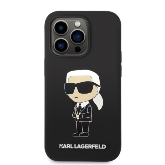 Husa pentru iPhone 14 Pro - Karl Lagerfeld Silicone (KLHCP14LSNIKBCK) - Ikonik