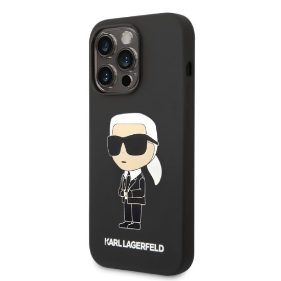 Husa pentru iPhone 14 Pro - Karl Lagerfeld Silicone (KLHCP14LSNIKBCK) - Ikonik