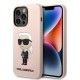 Husa pentru iPhone 14 Pro - Karl Lagerfeld Silicone (KLHCP14LSNIKBCP) - Pink Ikonik