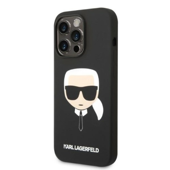 Husa pentru iPhone 14 Pro - Karl Lagerfeld Silicone MagSafe (KLHMP14LSLKHBK) - Karl`s Head