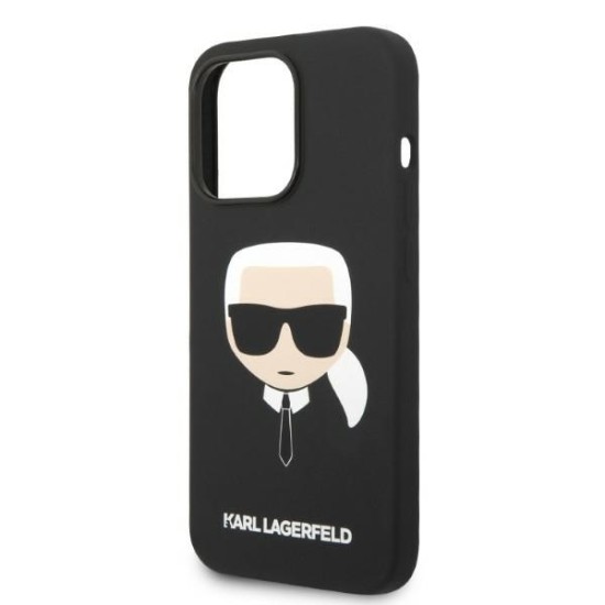 Husa pentru iPhone 14 Pro - Karl Lagerfeld Silicone MagSafe (KLHMP14LSLKHBK) - Karl`s Head