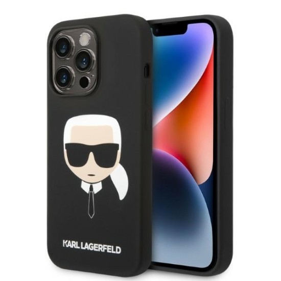 Husa pentru iPhone 14 Pro - Karl Lagerfeld Silicone MagSafe (KLHMP14LSLKHBK) - Karl`s Head