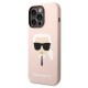 Husa pentru iPhone 14 Pro - Karl Lagerfeld Silicone MagSafe (KLHMP14LSLKHLP) - Light Pink Karl`s Head