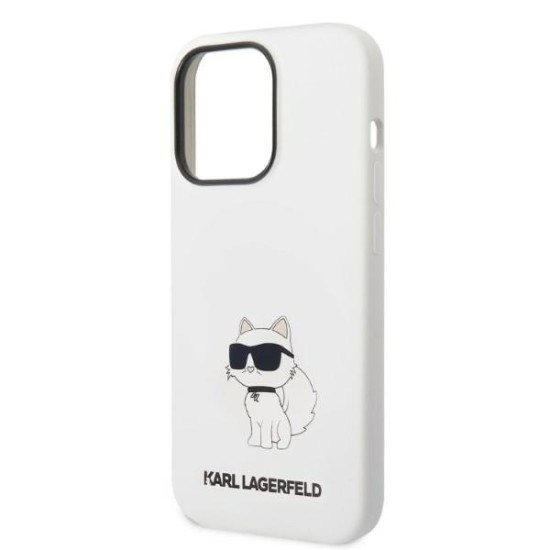 Husa pentru iPhone 14 Pro - Karl Lagerfeld Silicone MagSafe (KLHMP14LSNCHBCH) - White Choupette