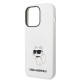 Husa pentru iPhone 14 Pro - Karl Lagerfeld Silicone MagSafe (KLHMP14LSNCHBCH) - White Choupette