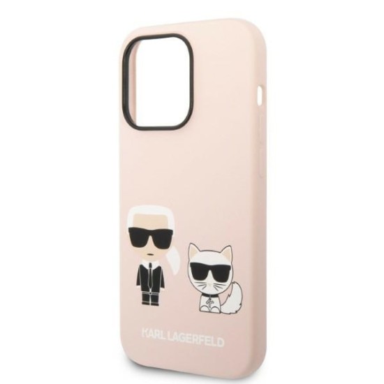 Husa pentru iPhone 14 Pro - Karl Lagerfeld Silicone MagSafe (KLHMP14LSSKCI) - Light Pink Karl&Choupette