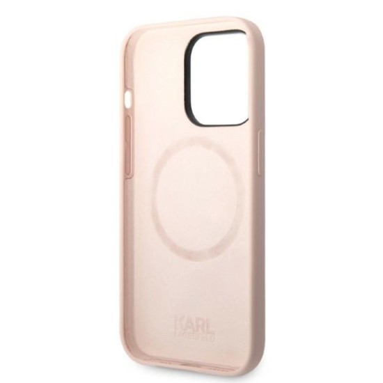 Husa pentru iPhone 14 Pro - Karl Lagerfeld Silicone MagSafe (KLHMP14LSSKCI) - Light Pink Karl&Choupette