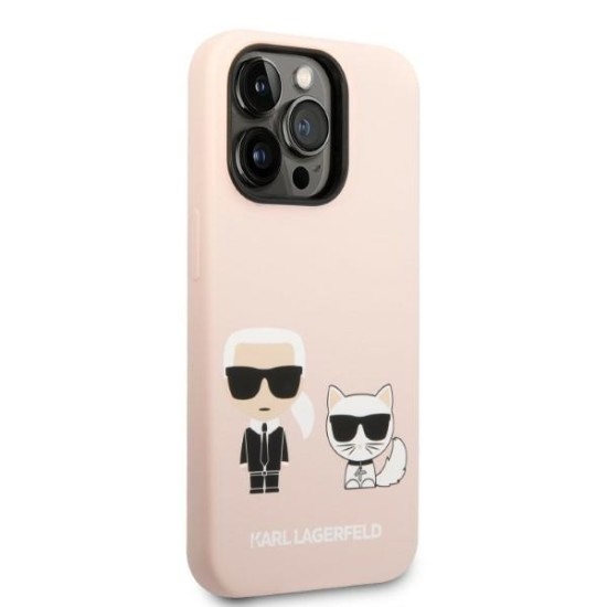 Husa pentru iPhone 14 Pro - Karl Lagerfeld Silicone MagSafe (KLHMP14LSSKCI) - Light Pink Karl&Choupette