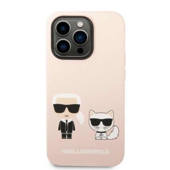 Husa pentru iPhone 14 Pro - Karl Lagerfeld Silicone MagSafe (KLHMP14LSSKCI) - Light Pink Karl&Choupette