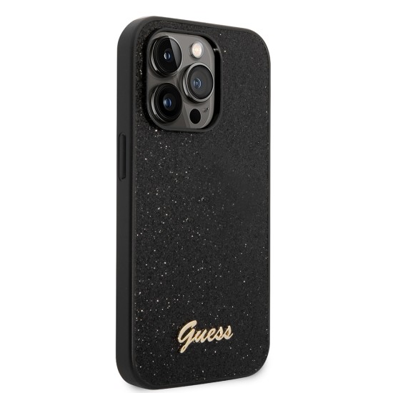 Husa pentru iPhone 14 Pro Max - Guess Glitter Script (GUHCP14XHGGSHK) - Black