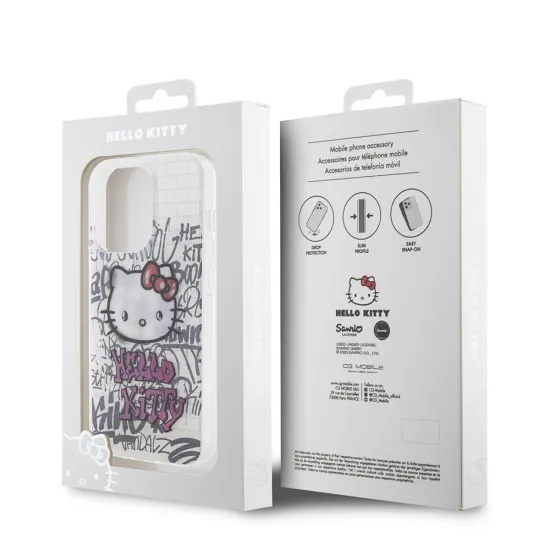 Husa pentru iPhone 14 Pro Max - Hello Kitty Hardcase IML Kitty On Bricks Graffiti (HKHCP14XHDGPHT) - White Husa pentru iPhone 14 Pro Max - Hello Kitty Hardcase IML Kitty On Bricks Graffiti (HKHCP14XHDGPHT) - White