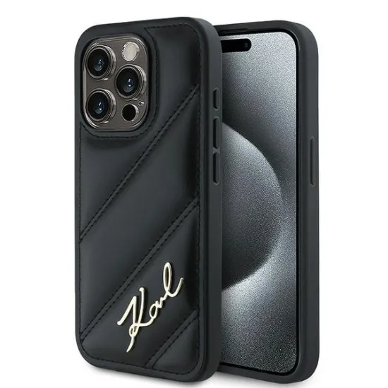 Husa pentru iPhone 14 Pro Max - Karl Lagerfeld Diagonal Quilted Script (KLHCP14XPQDSMGK) - Black Husa pentru iPhone 14 Pro Max - Karl Lagerfeld Diagonal Quilted Script (KLHCP14XPQDSMGK) - Black