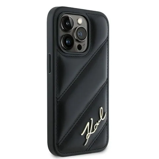 Husa pentru iPhone 14 Pro Max - Karl Lagerfeld Diagonal Quilted Script (KLHCP14XPQDSMGK) - Black Husa pentru iPhone 14 Pro Max - Karl Lagerfeld Diagonal Quilted Script (KLHCP14XPQDSMGK) - Black