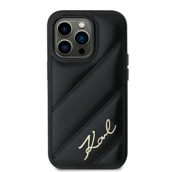 Husa pentru iPhone 14 Pro Max - Karl Lagerfeld Diagonal Quilted Script (KLHCP14XPQDSMGK) - Black Husa pentru iPhone 14 Pro Max - Karl Lagerfeld Diagonal Quilted Script (KLHCP14XPQDSMGK) - Black