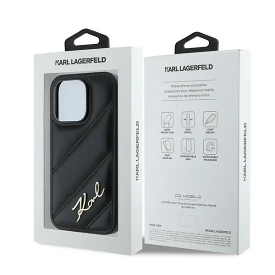 Husa pentru iPhone 14 Pro Max - Karl Lagerfeld Diagonal Quilted Script (KLHCP14XPQDSMGK) - Black Husa pentru iPhone 14 Pro Max - Karl Lagerfeld Diagonal Quilted Script (KLHCP14XPQDSMGK) - Black