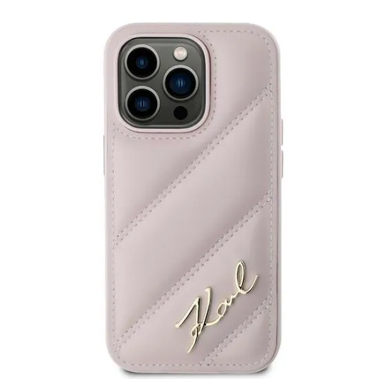 Husa pentru iPhone 14 Pro Max - Karl Lagerfeld Diagonal Quilted Script (KLHCP14XPQDSMGP) - Pink Husa pentru iPhone 14 Pro Max - Karl Lagerfeld Diagonal Quilted Script (KLHCP14XPQDSMGP) - Pink