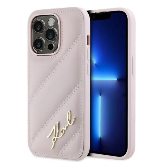 Husa pentru iPhone 14 Pro Max - Karl Lagerfeld Diagonal Quilted Script (KLHCP14XPQDSMGP) - Pink Husa pentru iPhone 14 Pro Max - Karl Lagerfeld Diagonal Quilted Script (KLHCP14XPQDSMGP) - Pink