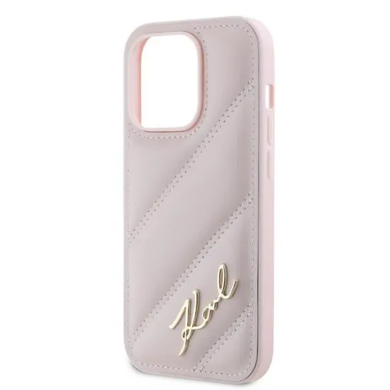 Husa pentru iPhone 14 Pro Max - Karl Lagerfeld Diagonal Quilted Script (KLHCP14XPQDSMGP) - Pink Husa pentru iPhone 14 Pro Max - Karl Lagerfeld Diagonal Quilted Script (KLHCP14XPQDSMGP) - Pink