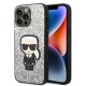 Husa pentru iPhone 14 Pro Max - Karl Lagerfeld Hardcase Glitter (KLHCP14XGFKPG) - Silver Flakes Ikonik