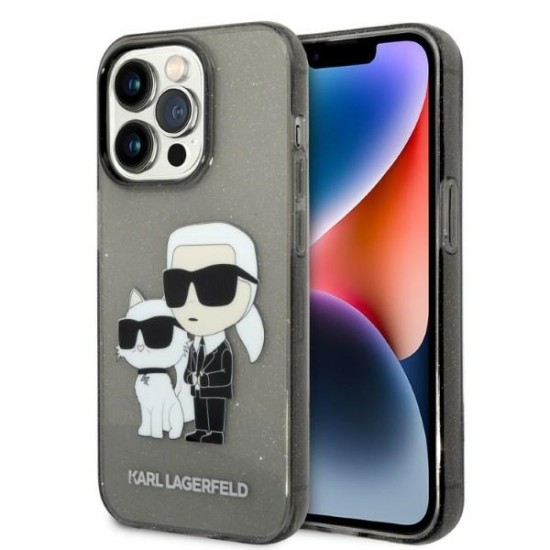 Husa pentru iPhone 14 Pro Max - Karl Lagerfeld Hardcase Glitter (KLHCP14XHNKCTGK) - Karl&Choupette