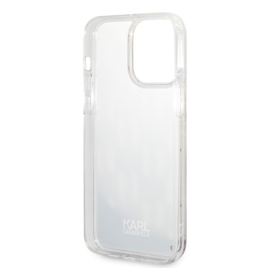 Husa pentru iPhone 14 Pro Max - Karl Lagerfeld Hardcase Liquid Glitter (KLHCP14XLMNMS) - Silver Monogram