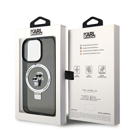 Husa pentru iPhone 14 Pro Max - Karl Lagerfeld Hardcase Ring Stand MagSafe (KLHMP14XHMRSKCK) - Karl&Choupette