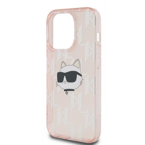 Husa pentru iPhone 14 Pro Max - Karl Lagerfeld IML Luxury (KLHCP14XHKLPCHP) - Pink Choupette Head&Monogram